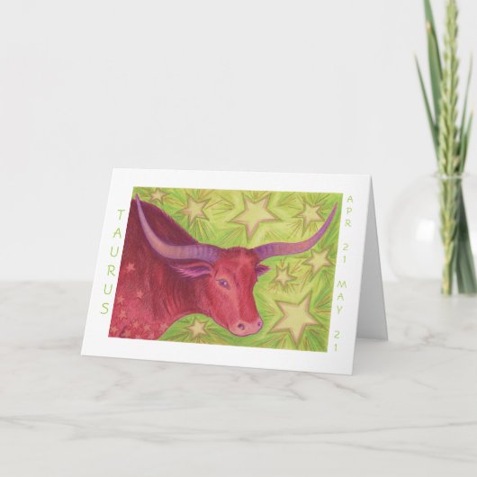 Zodiac Taurus "Happy Birthday" weiße Grenze Karte (Vorderseite)