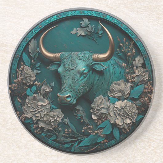 Zodiac Taurus Metal Art Getränkeuntersetzer (Vorne)
