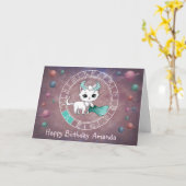 Zodiac Taurus Niedlich Cat Wheel Planet Astrologie Karte (Gelbe Blume)