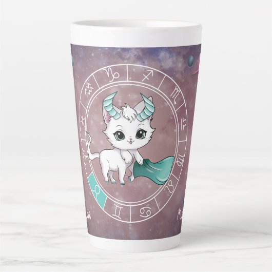 Zodiac Taurus Niedlich Cat Wheel Planet Astrologie Milchtasse (Vorderseite)