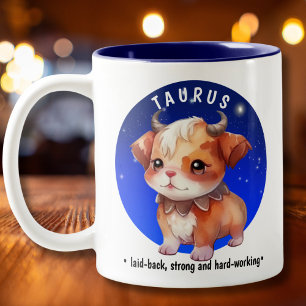 Zodiac Taurus Niedlich Watercolor Dog individuelle Zweifarbige Tasse