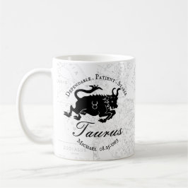 Zodiac Taurus Schwarz-weiße Astrologie Eigenschaft Kaffeetasse