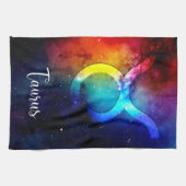 Zodiac: Taurus Space Rainbow Geschirrtuch (Horizontal)