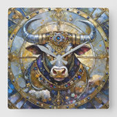 Zodiac - Taurus The Bull Quadratische Wanduhr (Vorderseite)