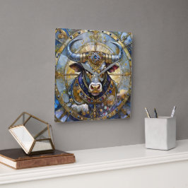 Zodiac - Taurus The Bull Quadratische Wanduhr