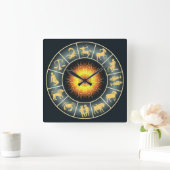 Zodiac ~ Toasted Sun ~ Western Astrology ~ Quadratische Wanduhr (Zuhause)