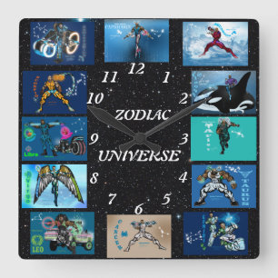 Zodiac Universe-Acrylic Wall-Uhr Quadratische Wanduhr