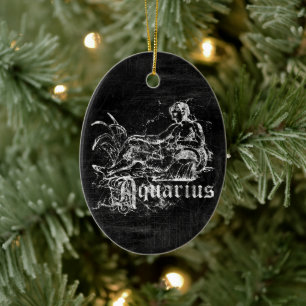 Zodiac Vintag Aquarius Keramik Ornament