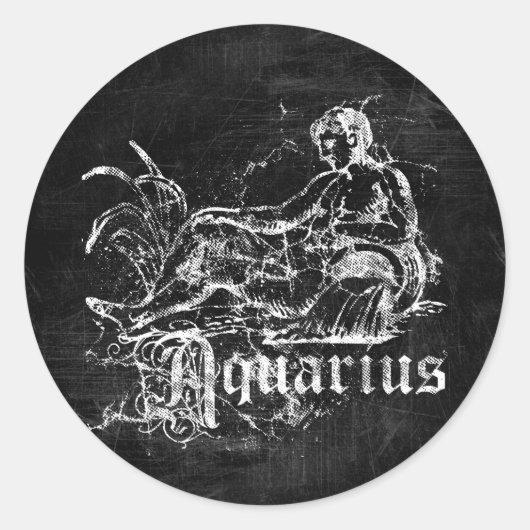Zodiac Vintag Aquarius Runder Aufkleber (Vorderseite)