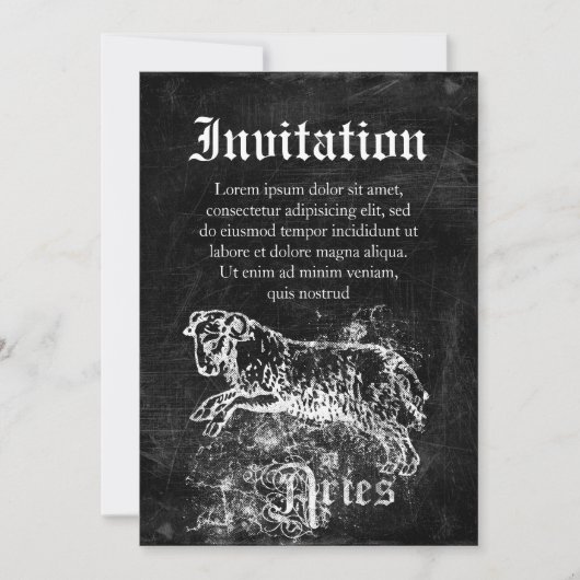 Zodiac Vintag Aries Einladung (Vorderseite)
