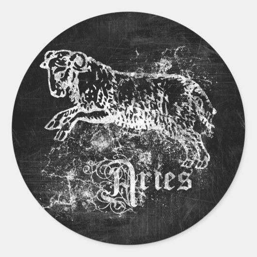 Zodiac Vintag Aries Runder Aufkleber (Vorderseite)