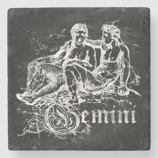 Zodiac Vintag Gemini Steinuntersetzer (Vorderseite)