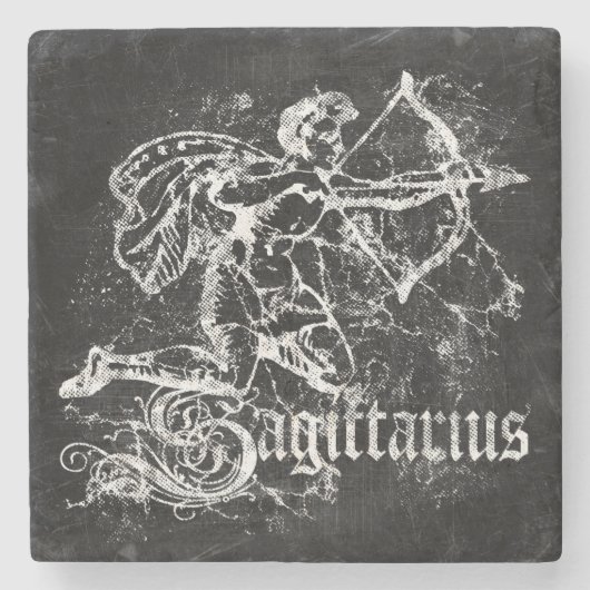 Zodiac Vintag Sagittarius Steinuntersetzer (Vorderseite)