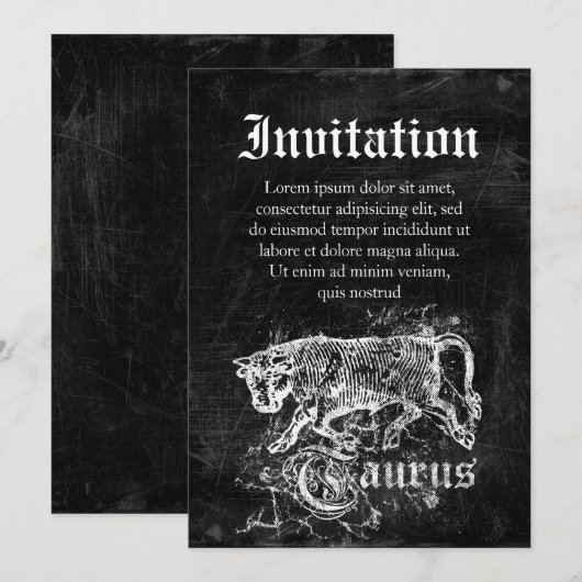 Zodiac Vintag Taurus Einladung (Vorne/Hinten)