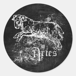 Zodiac Vintage Widder Runder Aufkleber