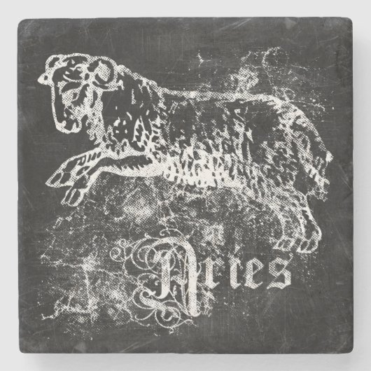 Zodiac Vintage Widder Steinuntersetzer (Vorderseite)