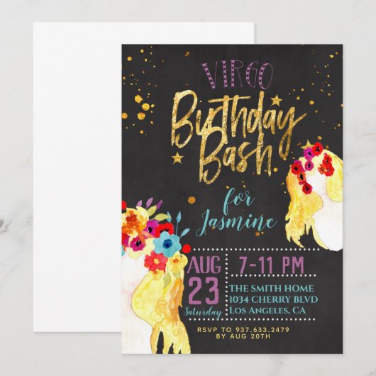 Zodiac Virginia Einladung (Vorne/Hinten)