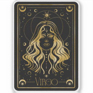 Zodiac Virgo Astrologische Schwarz-Gold-Aufkleber Aufkleber
