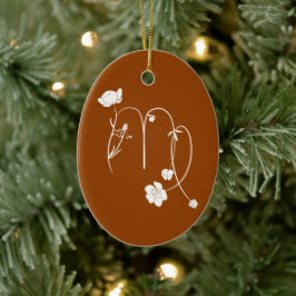 Zodiac Virgo Blume stylische Monogramm-Bezeichnung Keramik Ornament