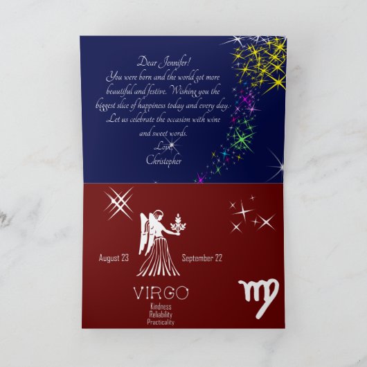 Zodiac Virgo Karte (Innenseite)