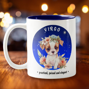 Zodiac Virgo Niedlich Watercolor Dog individuelle Zweifarbige Tasse