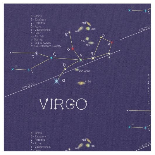 Zodiac Virgo Stoff (Nahaufnahme)