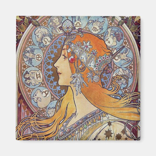 Zodiac von Alphonse Mucha Magnet (Vorne)