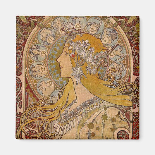Zodiac von Mucha Magnet (Vorne)