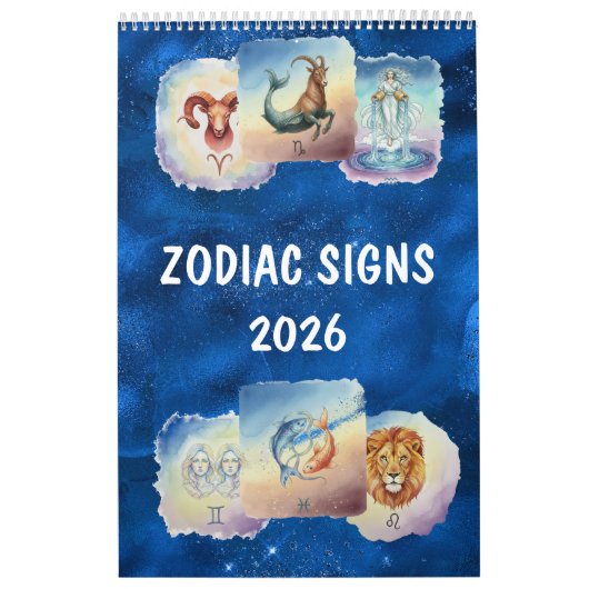 Zodiac-Wasserfarben-Kunst Astrologisch  Kalender (Titelbild)