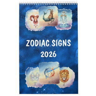 Zodiac-Wasserfarben-Kunst Astrologisch  Kalender