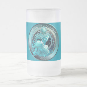 Zodiac Wassermann Personalisieren Sie Mattglas Bierglas