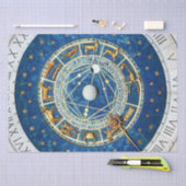 Zodiac Wheel Blue Gold Star Signs Cosmic Celestial Seidenpapier (Handwerk)