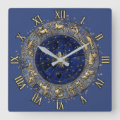 Zodiac Wheel Clock Quadratische Wanduhr (Vorderseite)