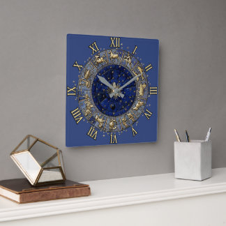 Zodiac Wheel Clock Quadratische Wanduhr