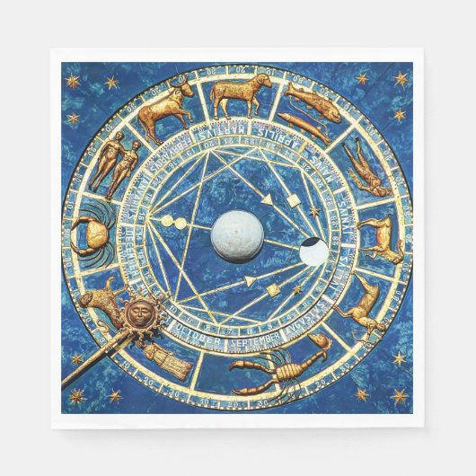 Zodiac Wheel Horoskop Astrologie Zeichen Serviette (Vorderseite)