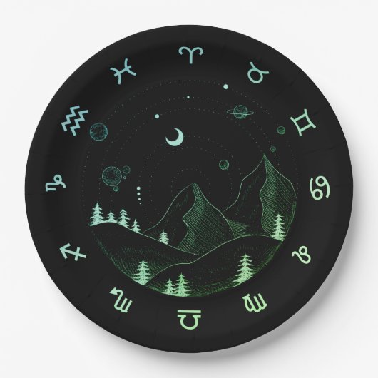 Zodiac Wheel Landschaft Pappteller (Vorderseite)