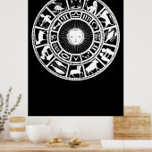 Zodiac Wheel mit Sun- und Astrologie-Symbolen Poster (Küche)