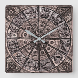 Zodiac Wheel Quadratische Wanduhr