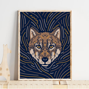 Zodiac Wolf Animal Print   Wolf Print Poster
