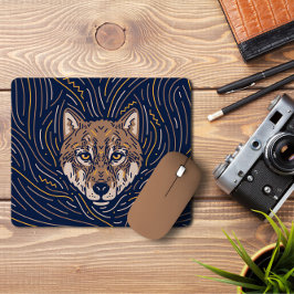 Zodiac Wolf Portrait | Handgezeichnet Wolf Mousepa Mousepad
