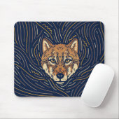 Zodiac Wolf Portrait | Handgezeichnet Wolf Mousepa Mousepad (Mit Mouse)