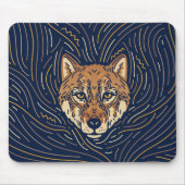 Zodiac Wolf Portrait | Handgezeichnet Wolf Mousepa Mousepad (Vorne)