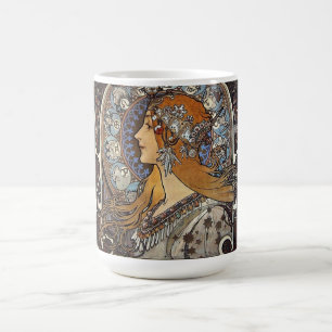 Zodiac Woman by Alphonse Mucha - Jugendstil Kaffeetasse