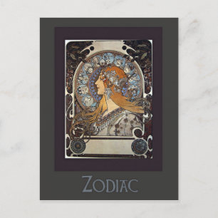 Zodiac Women by Alphonse Mucha - Vintage Kunst  Postkarte