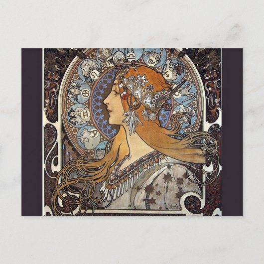 Zodiac Women by Alphonse Mucha - Vintage Kunst Postkarte (Vorderseite)