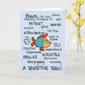 zodiac word cards - pisces karte (Gelbe Blume)