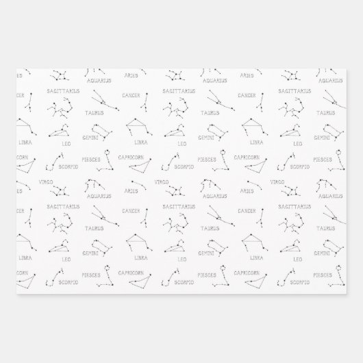 Zodiac Wrapping Paper Flat Sheet Set 3 Geschenkpapier Set (Vorderseite 3)