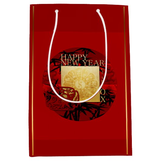 Zodiac Yin Yang Bamboo Chinese Ox Year 2021 MGB Mittlere Geschenktüte (Vorderseite)
