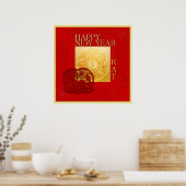 Zodiac Yin Yang Rat Papercut Chinese Year 2020 SqP Poster (Küche)