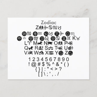 Zodiac - Zazzle-Schriftart-Mustervorlage mit Guide Postkarte